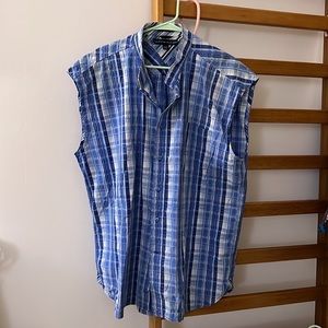 Tommy Hilfiger Tops | Tommy Hilfiger Blue White Plaid Sleeveless Blouse